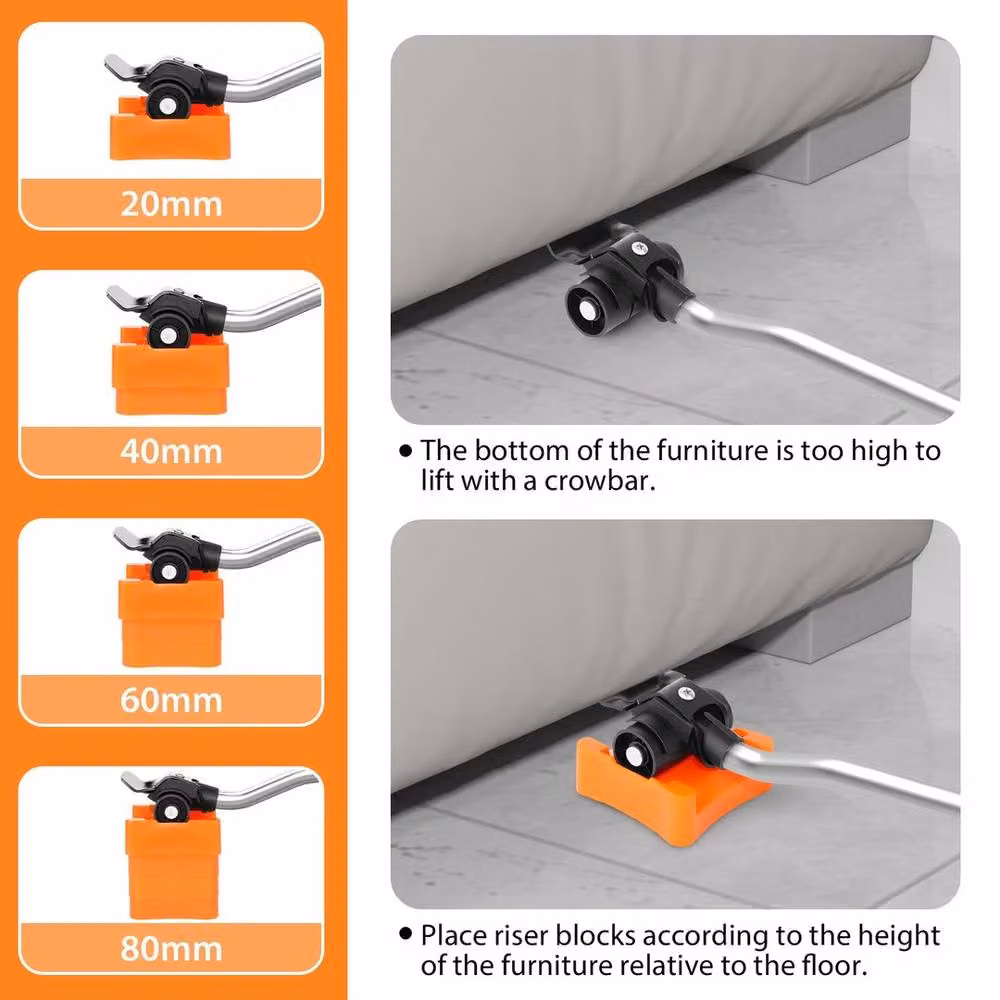 NESTLUNE 4-Piece Heavy Furniture Lifter and Easy Moving Slider Set in Black – 4