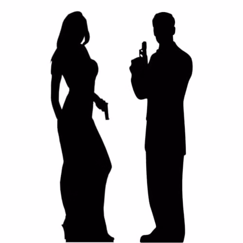 Star Cutouts SC007 Secret Agent Male and Female Double Silhouette Cardboard Cutouts, Black, Height: 172 cm