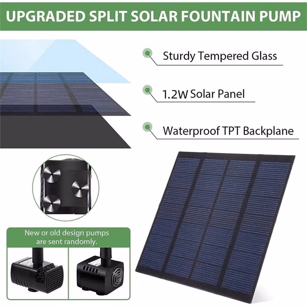 FLAVORA Solar Powered Pond Pump Fountain for Garden and Aquarium, Black, W/D/H: 100 x 100 x 100 cm – 3