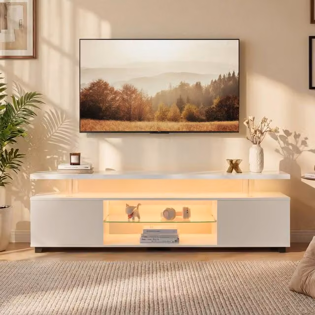 Matteo Modern White LED TV Stand 60 Inch Media Console