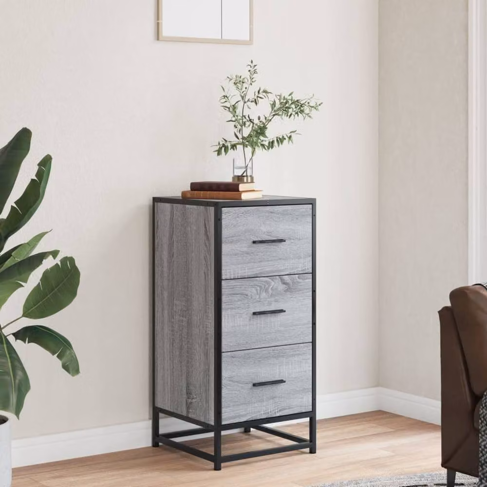 Berkfield Home Grey Sonoma Sideboard in Engineered Wood and Metal, W/D/H: 35.5 x 35.5 x 76 cm – 3
