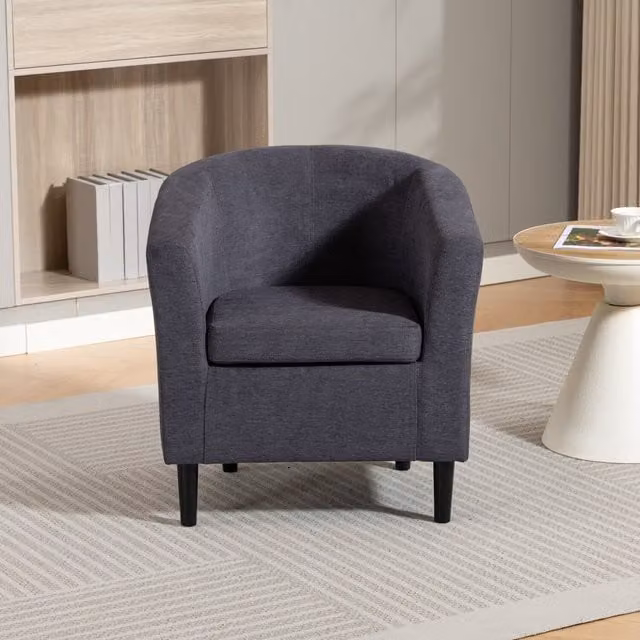 Artemis Home Beulah Tub Accent Chair in Grey Fabric with Solid Wood Frame