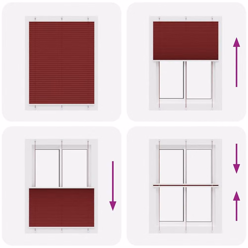 Berkfield Home Single Pleat Corded Blind in Bordeaux Red, W: 110 cm, H: 100 cm, Polyester – 3