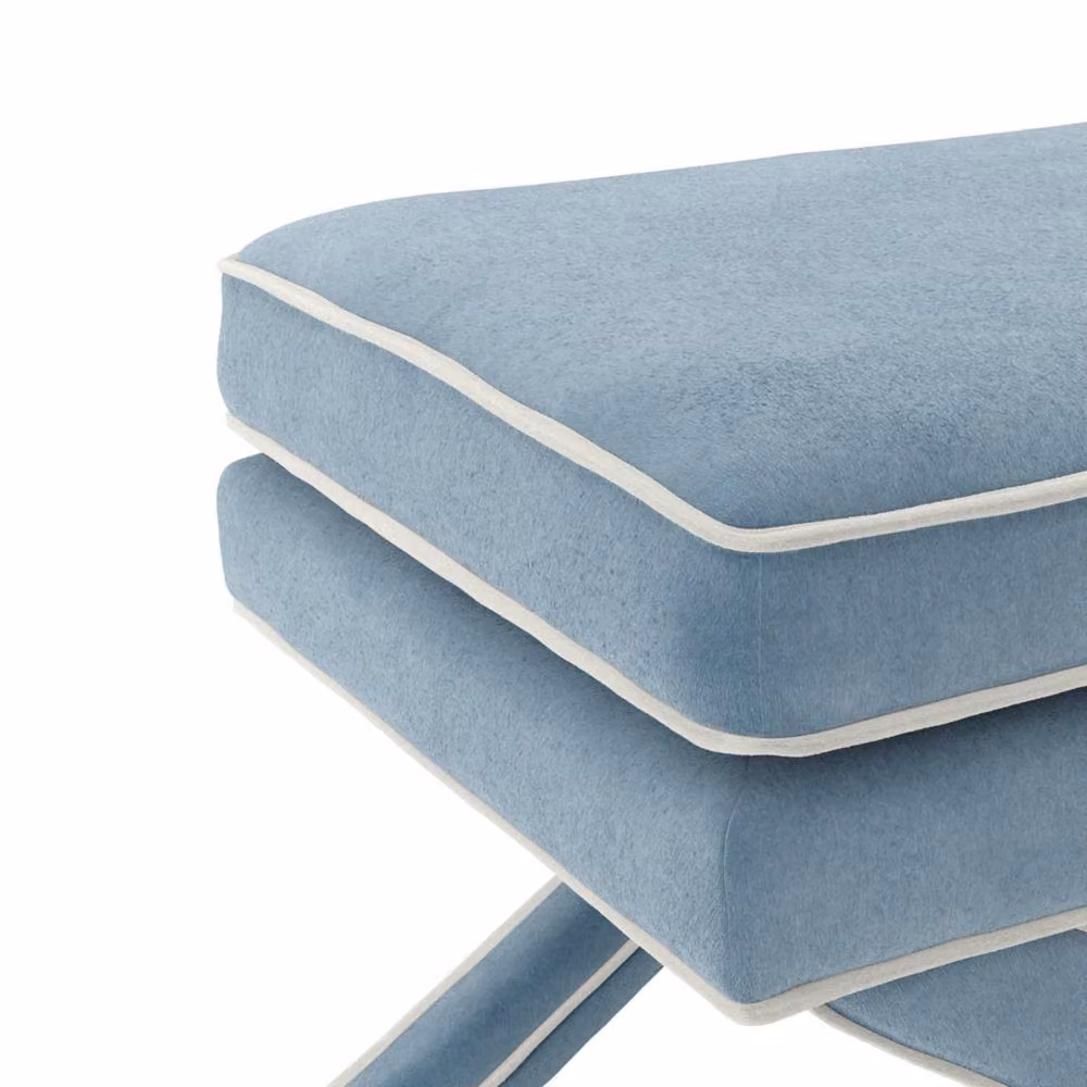 Wyld Haus Theodor Ice Blue Velvet Stool with X Cross Legs – 3