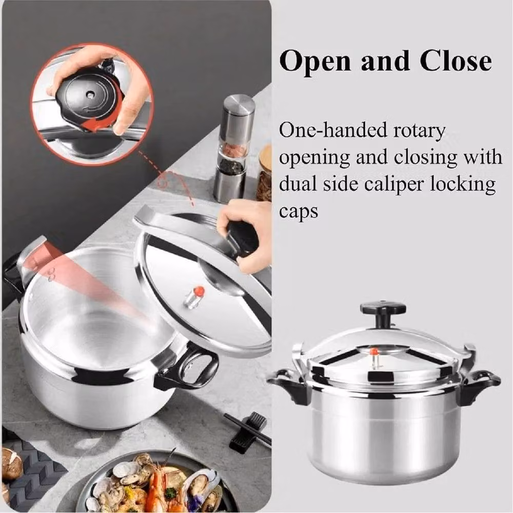 Kelvenix Aluminium Pressure Cooker with Lid Latch Indicator in Silver – 4