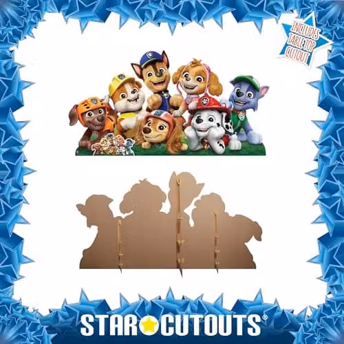 Star Cutouts Paw Patrol Group Shot Wide Cardboard Cutout, Multicolour, Width: 94 cm – 4