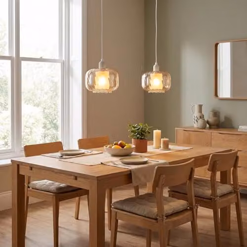 Happy Homewares Amber Champagne Glass Pendant Light Shade with Rippled Rim, W: 20 cm, H: 14 cm – 2