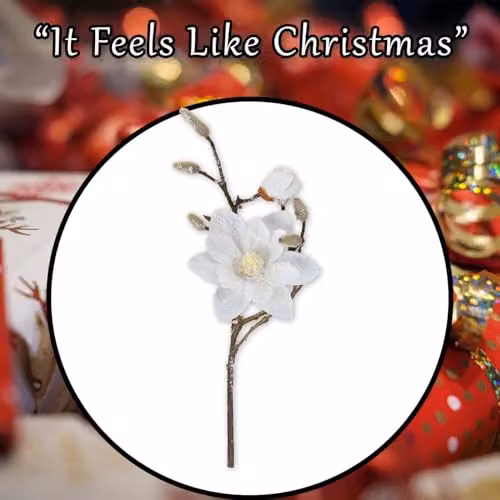 VFM e-Store Gold Magnolia Fabric Spray Decoration with Sequin Flowers, H 42 cm x W 17 cm – 6