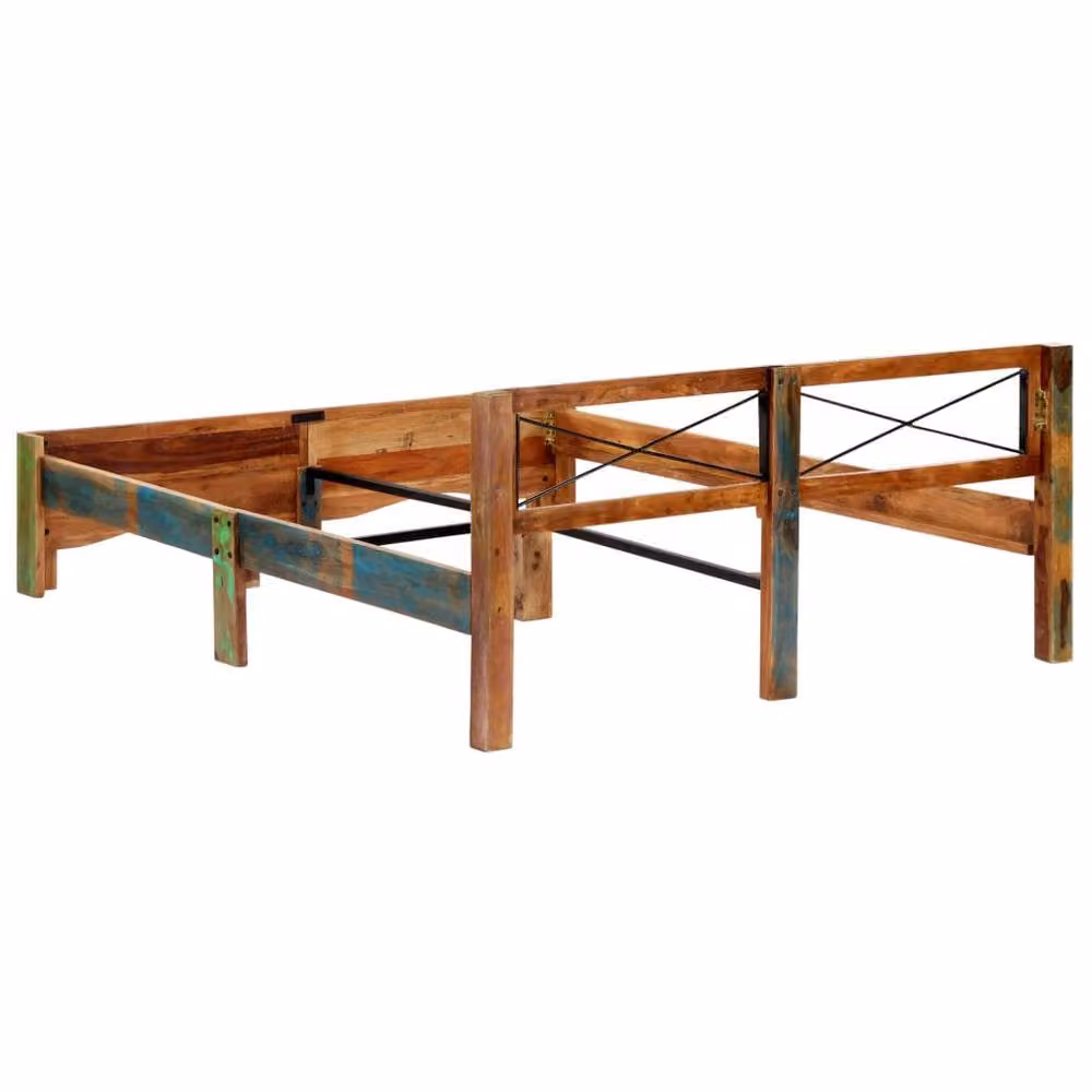 Berkfield Home Antique Solid Wood Bed Frame, Multicolour, W: 160 cm, D: 200 cm – 2