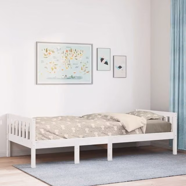 Berkfield Home Childrens White Solid Pine Wood House Frame Bed W/D/H: 90 x 190 cm