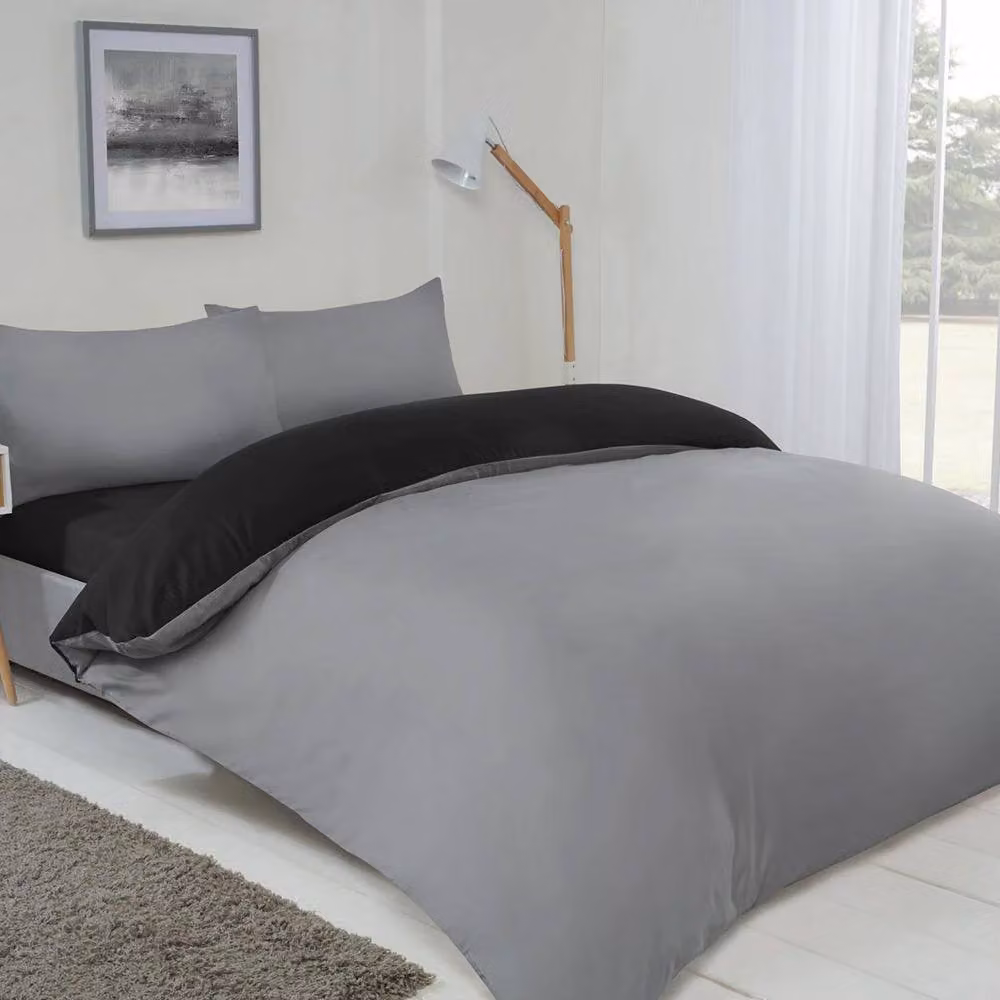 Emma Barclay Lyla Reversible Microfibre Duvet Cover and Pillowcase Set in Black and Grey, W/D/H: 140 x 200 cm – 7