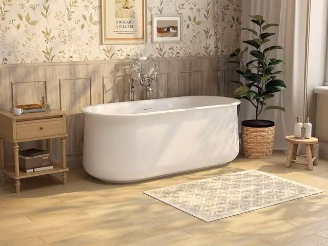 Caldria Matte White Oval Freestanding Acrylic Bath, W/D/H: 63 x 29 x 60 cm – 1