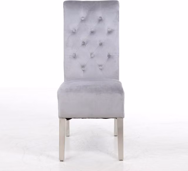 Modernique Ricardo Velvet Dining Chairs, Set of 2, Grey