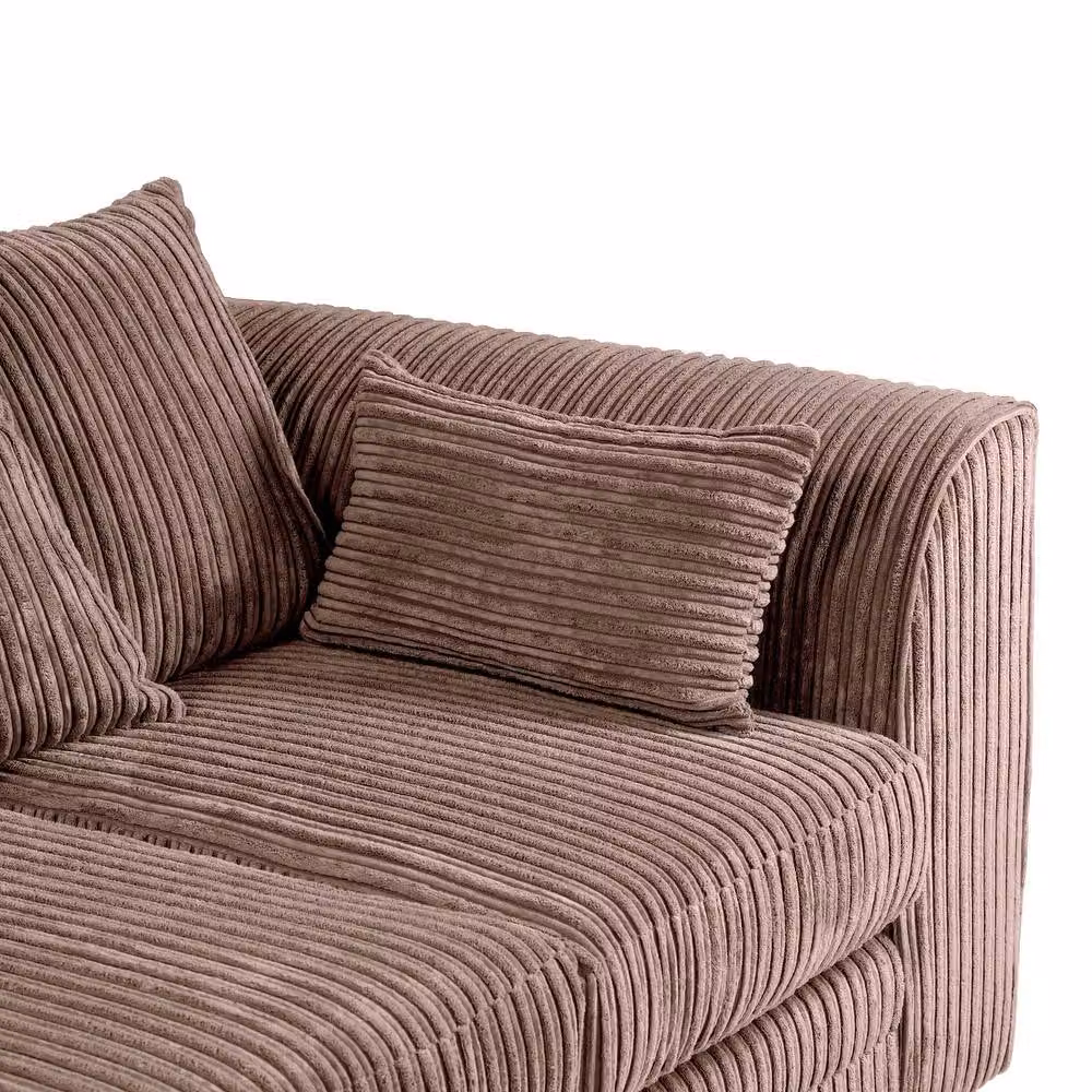 LUXURY LIFE Declan Left Hand Facing L-Shape Corner Sofa in Chocolate Brown Jumbo Cord Fabric – 3