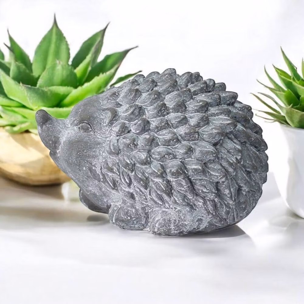 Minster Hedgehog Ornament in Grey Concrete, W: 17 cm, D: 21 cm, H: 13 cm – 2