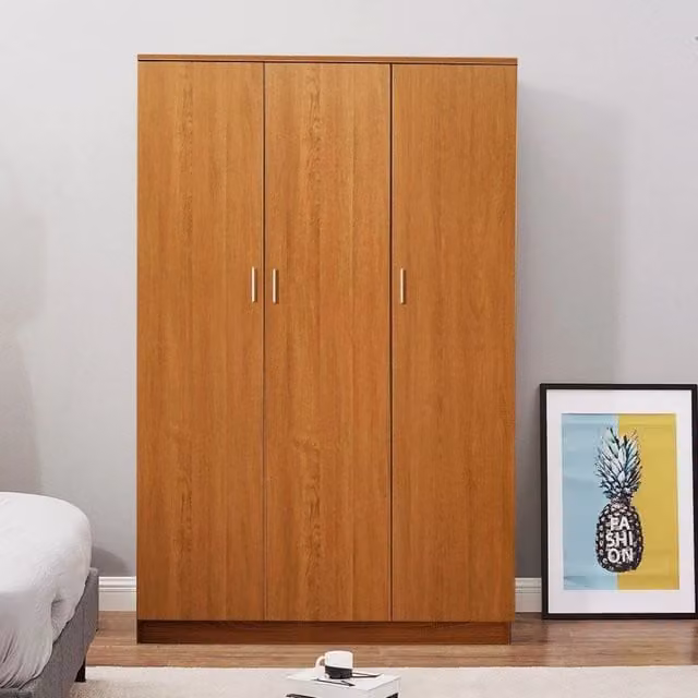 EONLION 3 Door Modern Wardrobe with Internal Shelves and Hanging Rail, Brown, H 180 cm x W 115.4 cm x D 50 cm – 1
