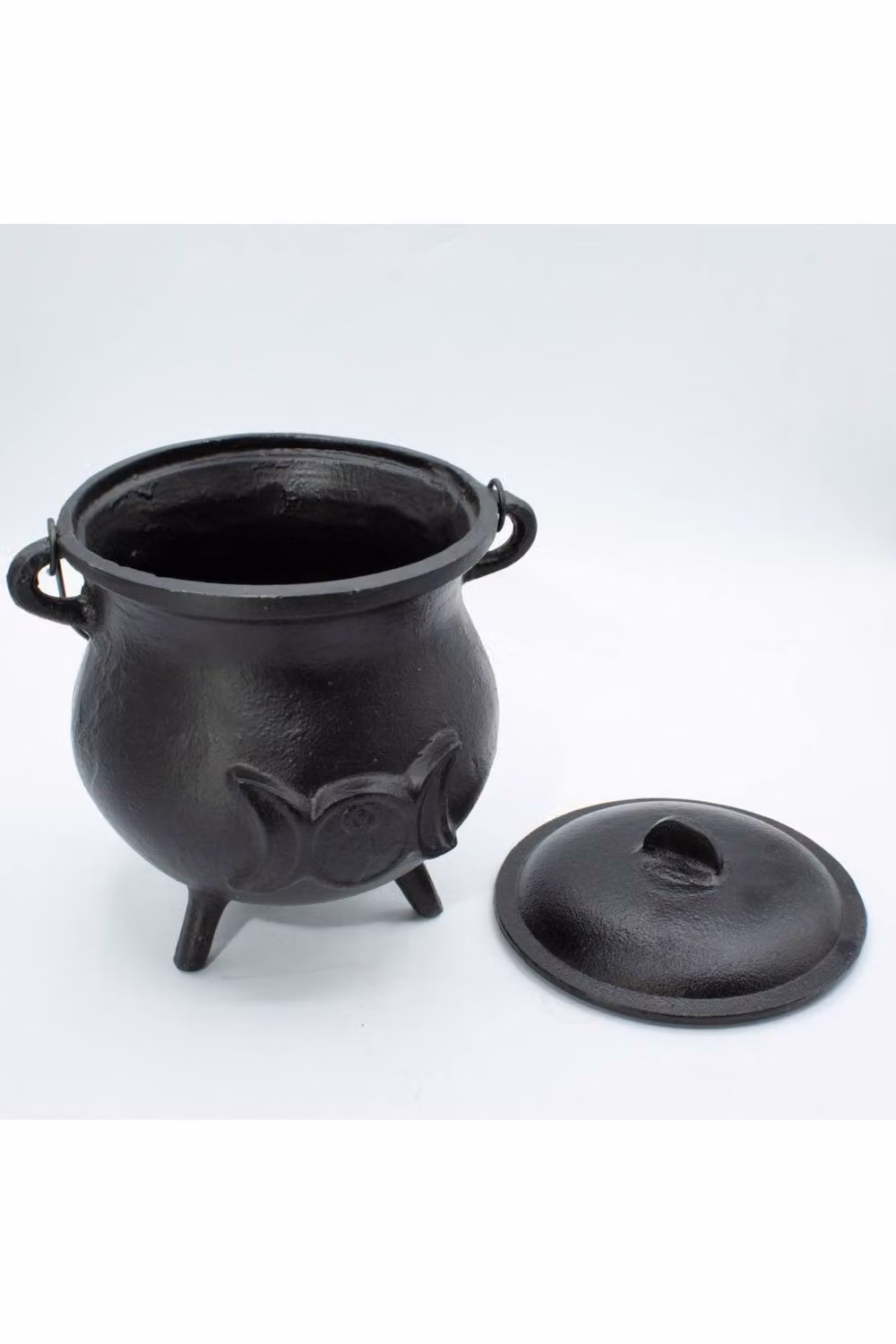 KDMD Extra Huge Triple Moon Cast Iron Cauldron in Black, W/D/H: 23 x 23 x 18 cm – 3
