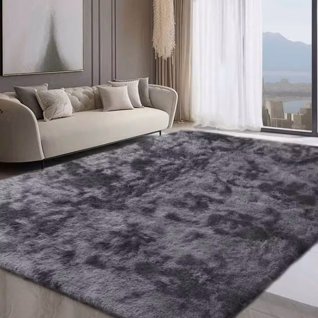 VOGREX Soft Fluffy Shag Rug in Grey, W: 160 cm, L: 230 cm