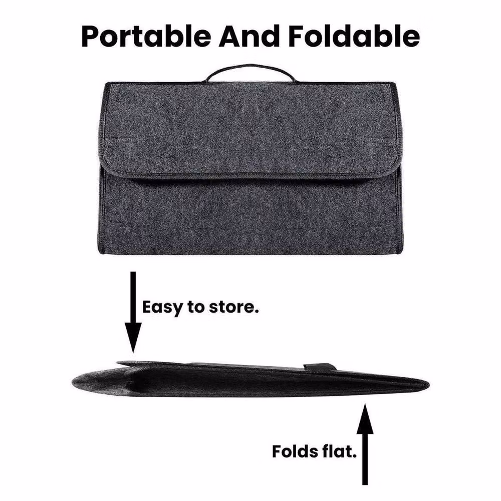 Kelvenix Grey Felt Car Boot Organiser Non-Slip Storage Box – 3