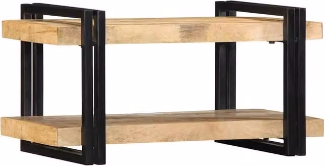 Berkfield Home Wall Mounted Rustic Mango Wood Shelf in Brown, W/D/H: 70 x 33 x 35 cm – 1