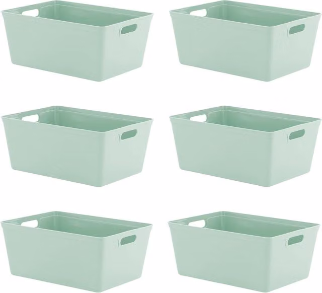 Simpa Set of 6 Plastic Studio Organiser Trays with Handles, 11L, Green
