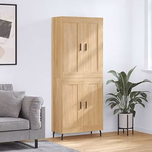 vidaXL Highboard in Sonoma Oak, Brown Engineered Wood, W/D/H: 69.5 x 34 x 180 cm – 2