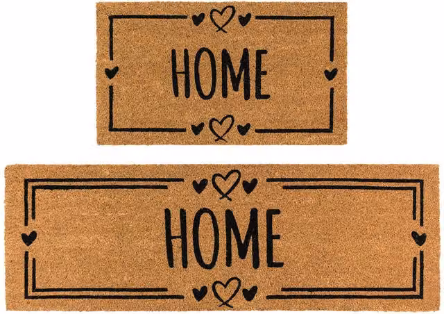 JVL Brown Coir and Rubber Non-Slip Weatherproof Doormat and Runner Set, W/D/H: 40 x 120 x 1.5 cm