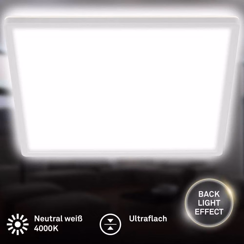 Briloner White Square Slim LED Ceiling Light with Indirect Lighting, W/D/H: 42 x 42 x 3 cm – 1