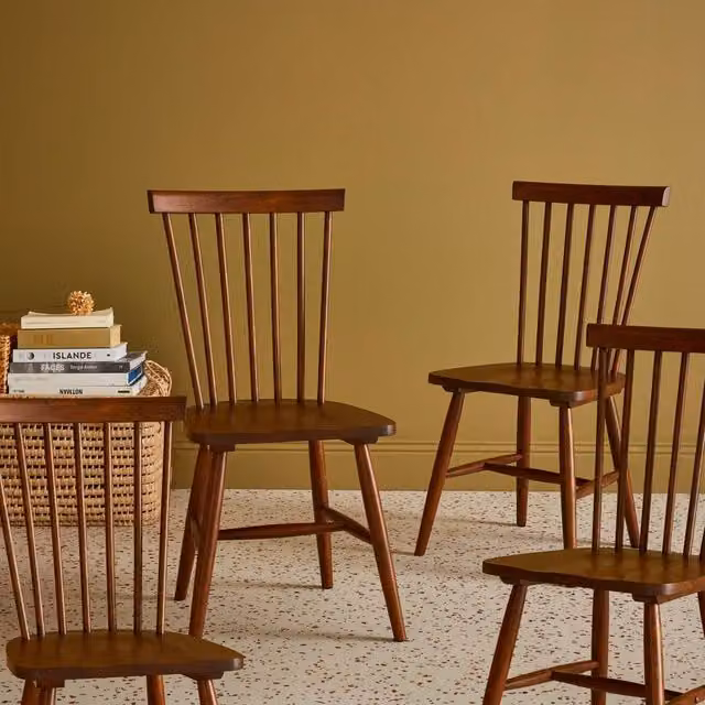 sweeek Set of 4 Hevea Rubberwood Dining Chairs in Brown