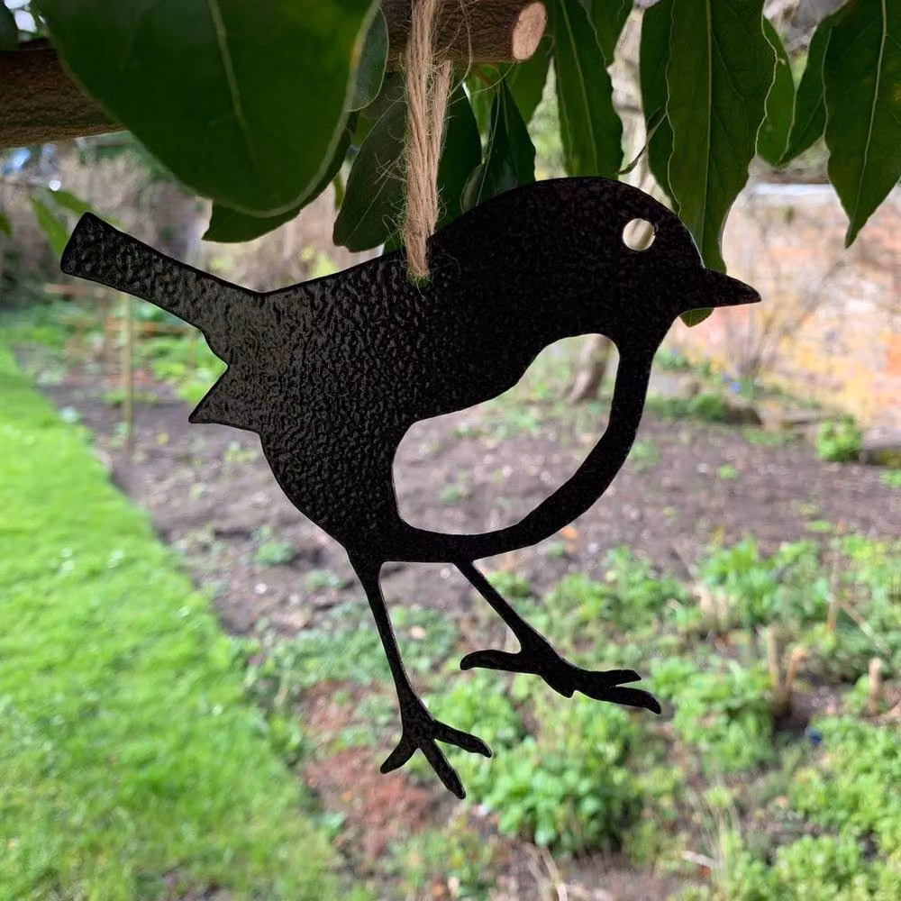 Poppyforge Hanging Metal Bird Garden Art, Pack of 3, Black, W15 x H15 cm – 2