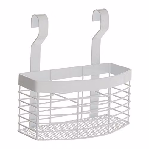 Orsina White Metal Slatted Hanging Storage Basket with Shelf W/D/H: 12 x 20 x 21 cm