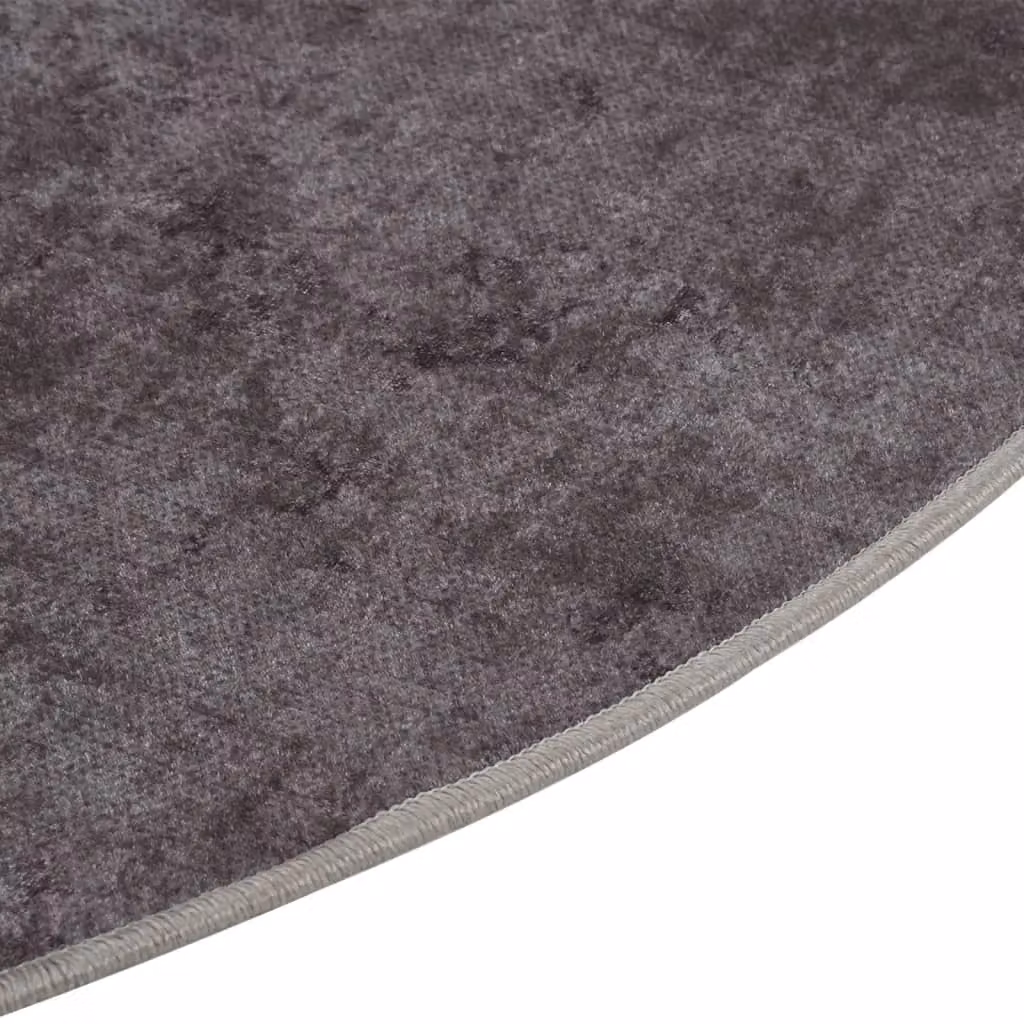 Berkfield Home Washable Round Anti Slip Rug in Grey, Diameter: 100 cm – 3