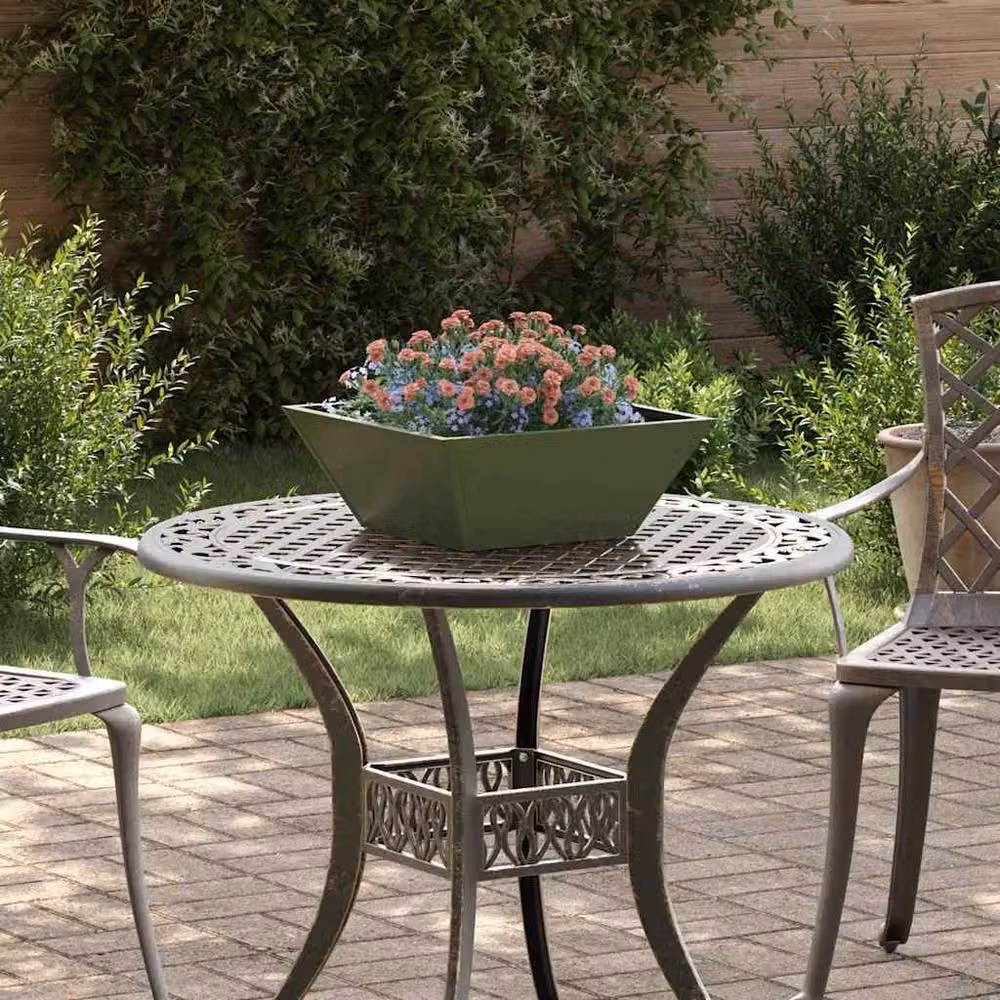 Berkfield Home Garden Steel Bowl Planters, 5 Piece Set, Green, W/D/H: 40 x 40 x 15 cm – 2
