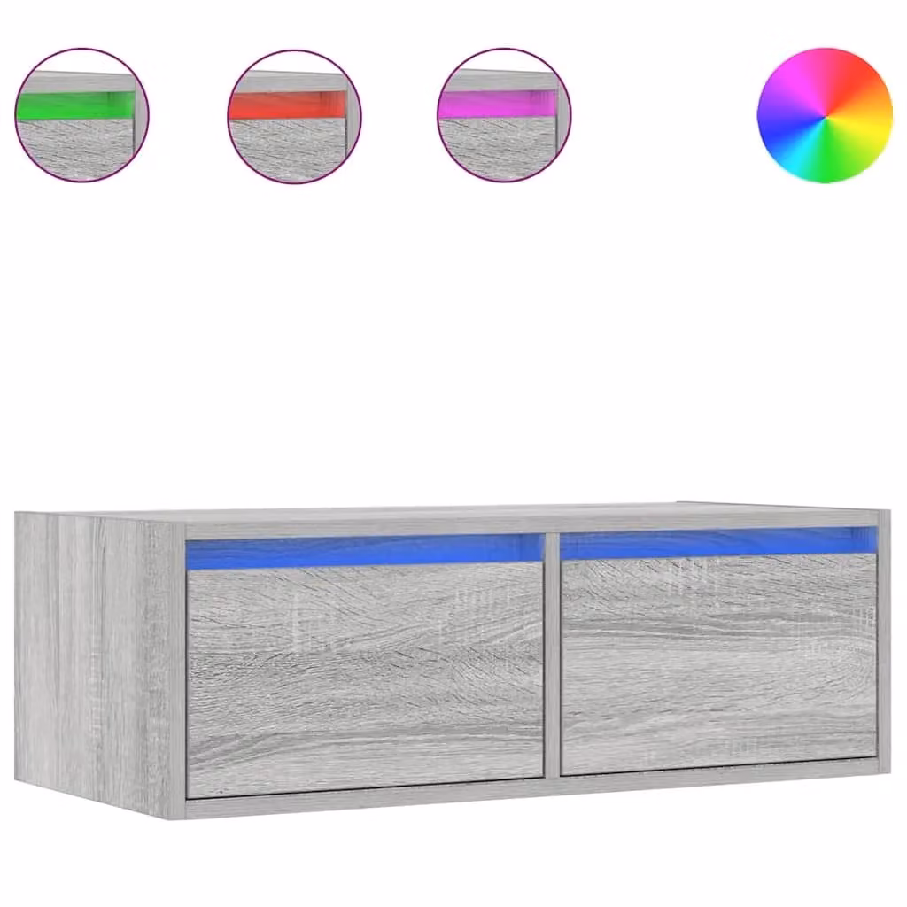 Berkfield Home Modern Wall Mounted TV Cabinet with Integrated LED Lights in Grey Sonoma, W: 75 cm, D: 35.5 cm, H: 25 cm – 2