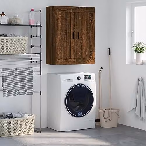 vidaXL Wall Mounted Cabinet in Brown Oak, W/D/H: 69.5 x 34 x 90 cm – 2
