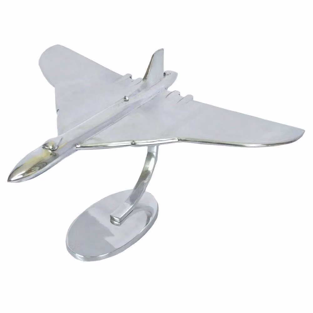 Inspirational Gifting RAF Vulcan Aeroplane Ornament, Silver Aluminium Sculpture with Stand, Wingspan: 25 cm – 4