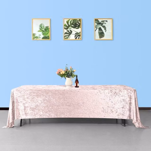 Trimming Shop Plain Pink Crushed Velvet Rectangular Tablecloth, 366 cm
