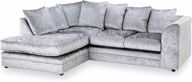 Snugg Furniture UK Limited Aurora Left Hand Corner Sofa in Silver Crushed Velvet – 1