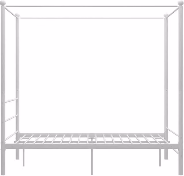 Berkfield Home White Metal Canopy Bed Frame W/D/H: 146 x 201 x 201 cm