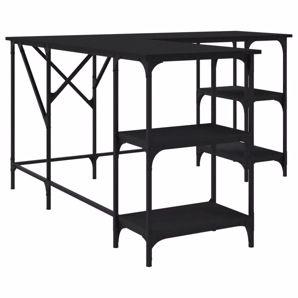 Berkfield Black Corner Home Office Desk in Engineered Wood W/D/H: 139 x 139 x 75 cm – 3