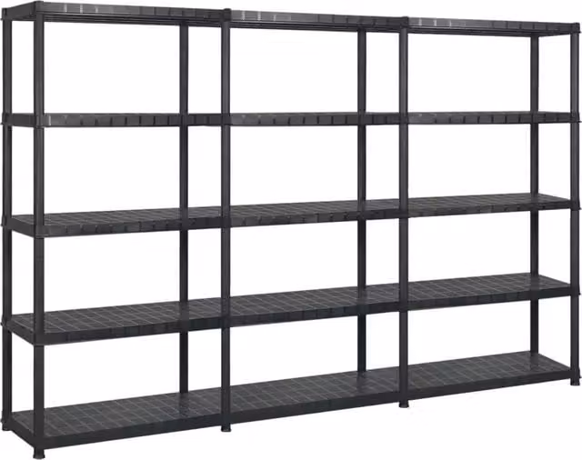 Berkfield 5-Tier Black Plastic Freestanding Storage Shelf, W/D/H: 40 x 40 x 185 cm – 1