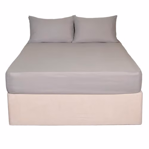 OHS Luxury Plain Dyed Cotton Single Fitted Sheet, Grey, W/D/H: 90 x 190 x 30 cm – 2