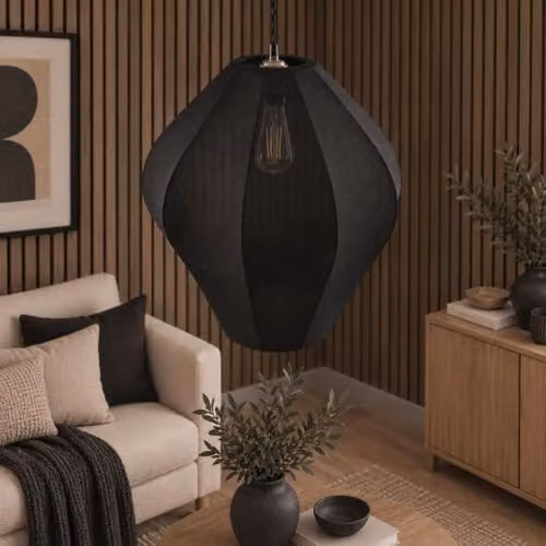 CGC Lighting Manon Black Fine Stretch Fabric Silhouette Lampshade, Diameter: 40 cm – 4