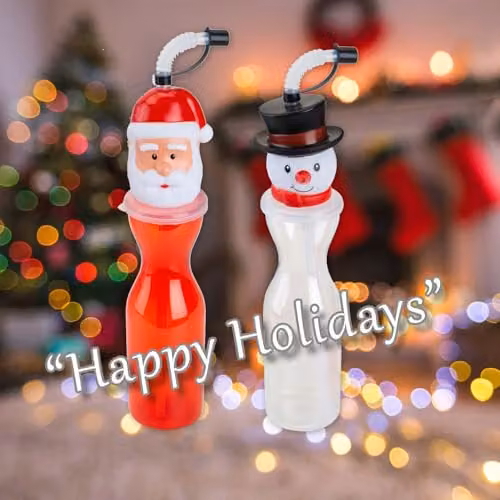 VFM e-Store Christmas Bottle Santa and Snowman Character Tabletop Ornament, Multicolour, H 25 cm x W 6.5 cm – 4