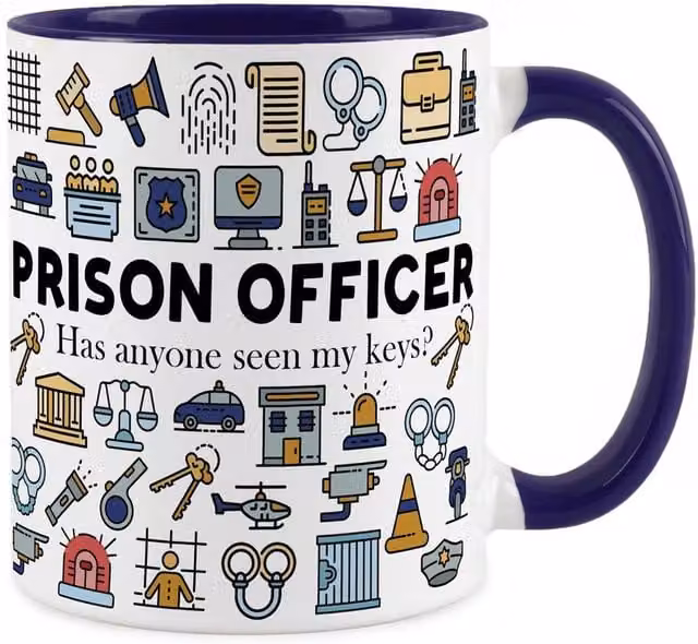 Purely Home Novelty Prison Officer Ceramic Mug in Blue