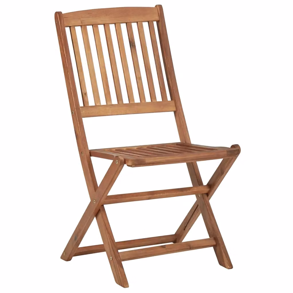 Berkfield Home Set of 4 Folding Outdoor Chairs in Brown Oiled Solid Acacia Wood – 2