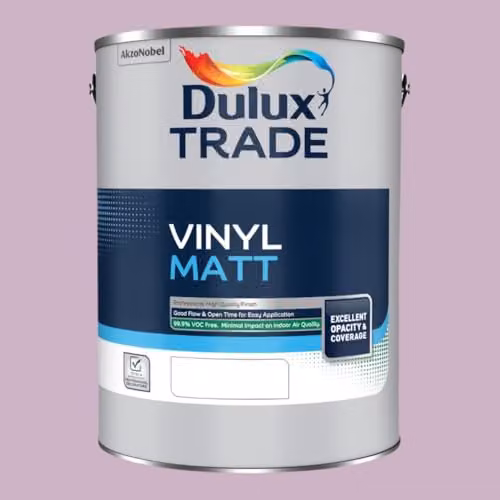 Dulux Trade Vinyl Matt Dispersion Paint in Lilac Rose, Purple, 5 l