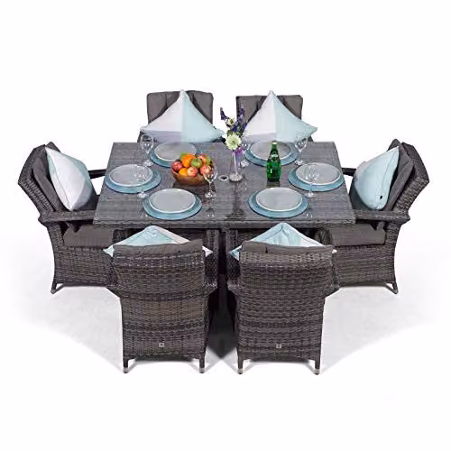 Giardino Arizona Rattan 6 Seater Garden Dining Set in Grey and Brown with W/D/H: 150 x 100 x 74 cm – 4
