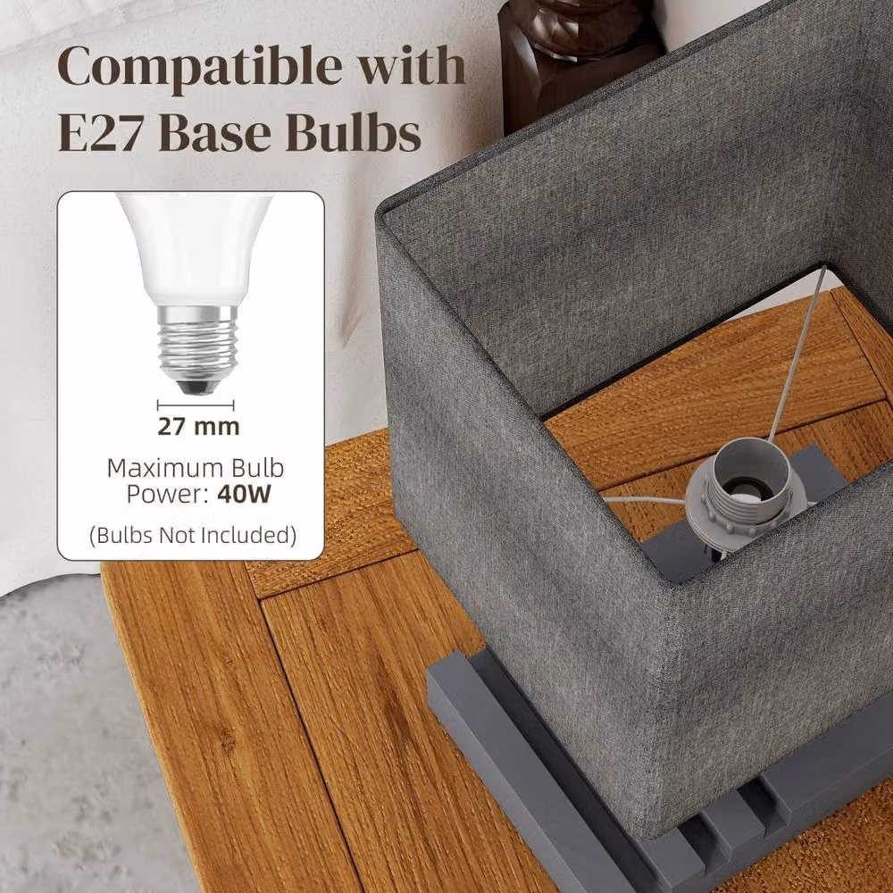 Wyld Haus Kata Grey Wood Bedside Lamp with Fabric Shade – 7