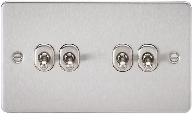 Knightsbridge FP4TOGBC Two-Way Toggle Switch with Flat Plate in Brushed Chrome